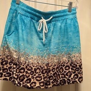 Women's Athletic Shorts in Blue and Brown